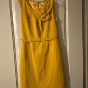 Tahari Mustard Midi Dress with Bow Detail